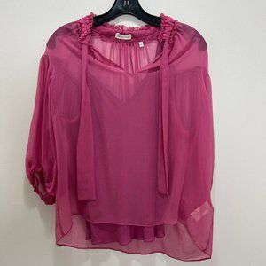 Rebecca Taylor Pink Silk Blouse Size Small